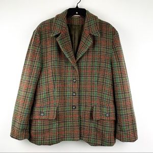 Vintage 70s plaid tweed wool-blend women’s blazer